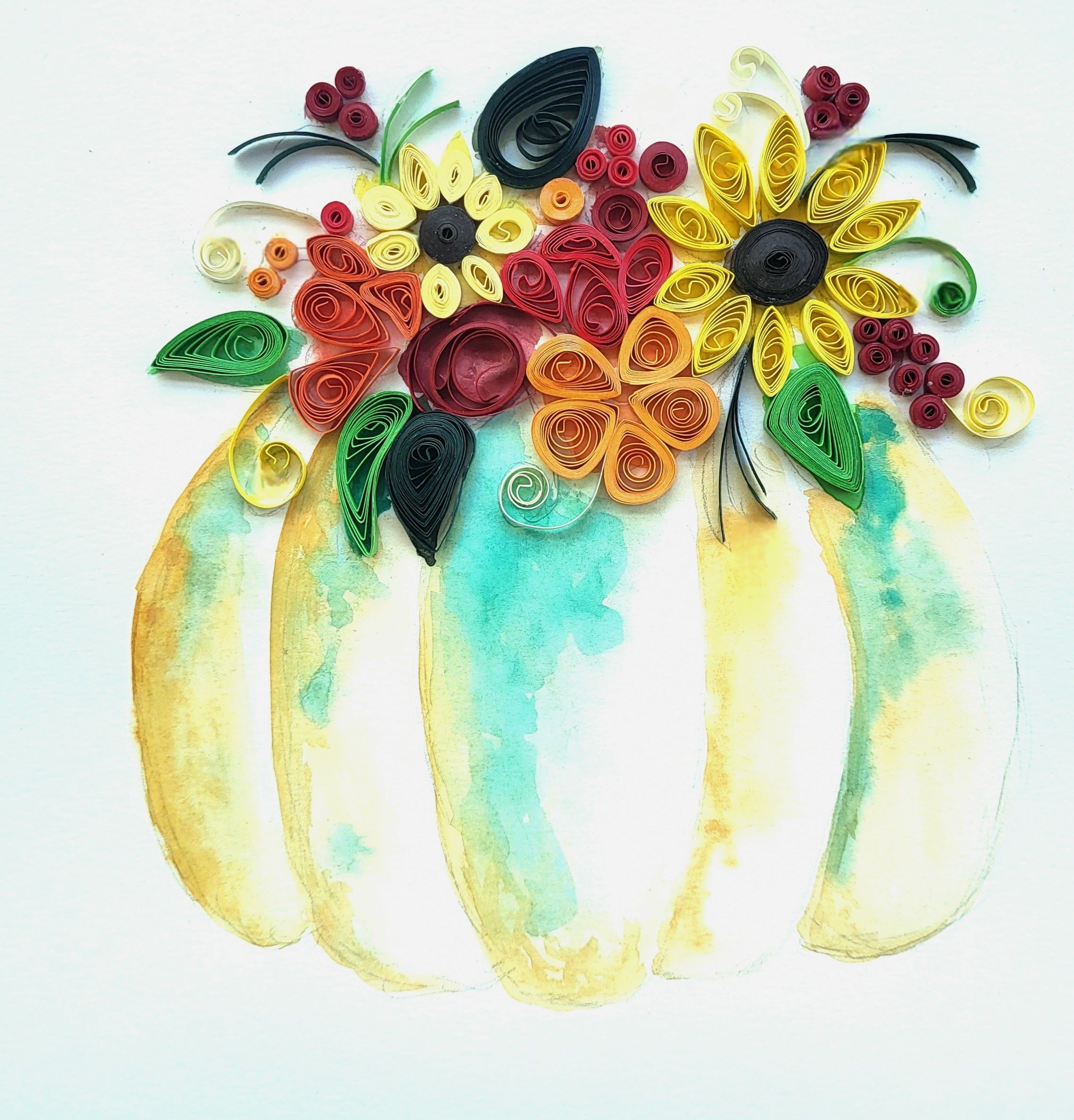 Watercolor and Paper Quill Autumn Art
